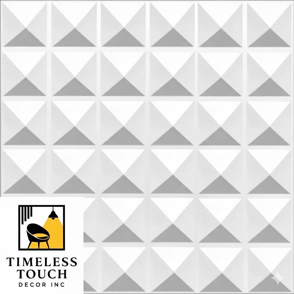 3D White Uniform Pyramid Geometric Wall Panel (Acoustic Style)