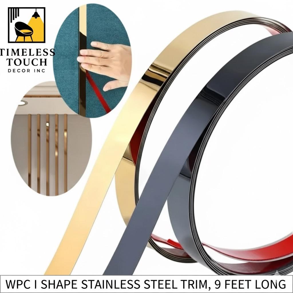 9 FT Flexible WPC I-Shape Metallic Accent Strip (Self-Adhesive Trim)