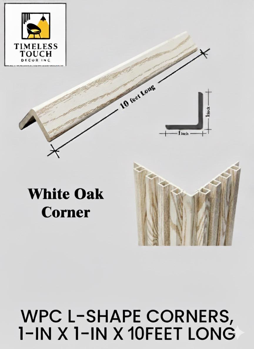10 FT WPC L-Shape Outside Corner Trim (Wood Grain & Metallic Finishes)