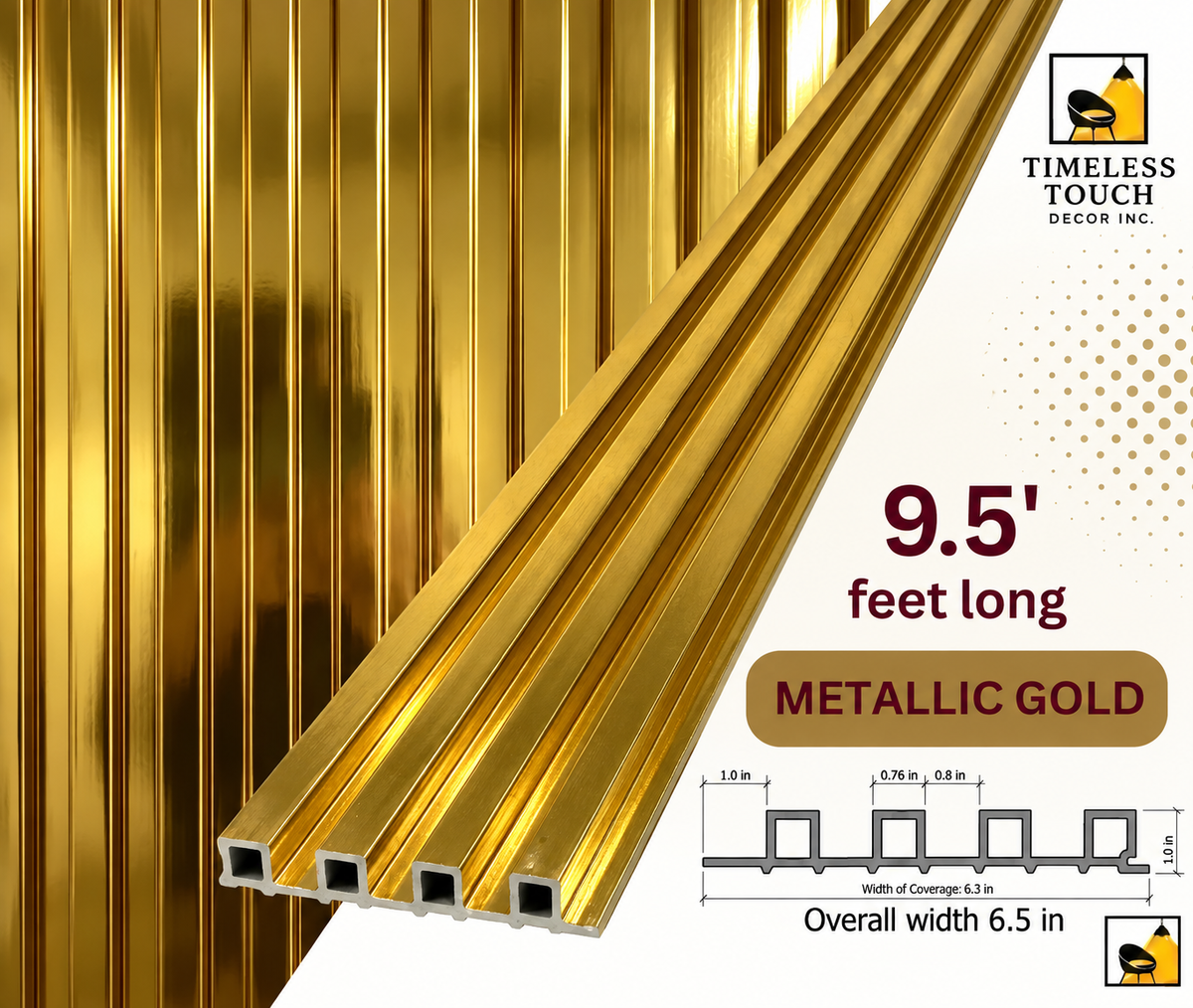 Luxury Polished Gold Fluted Wall Panel (High-Gloss Metallic Slat)