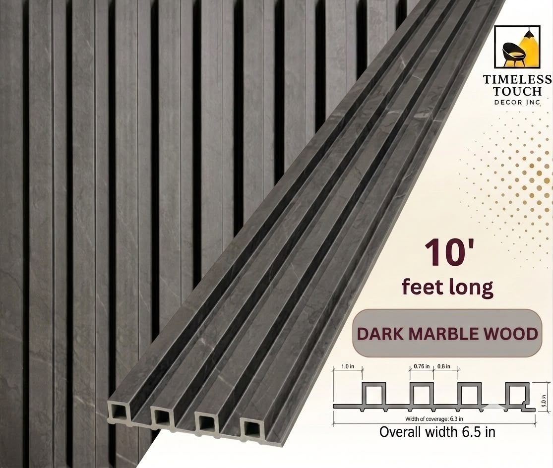 3D Fluted Wall Panel - Contemporary Gray Faux Wood Grain (Vertical Slats)