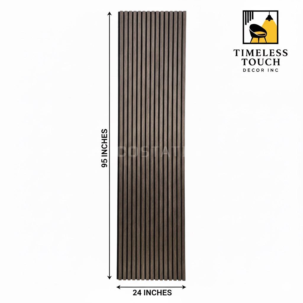 95" Faux Walnut Wood Grain Slat Wall Panel (Medium Brown / Acoustic Style)