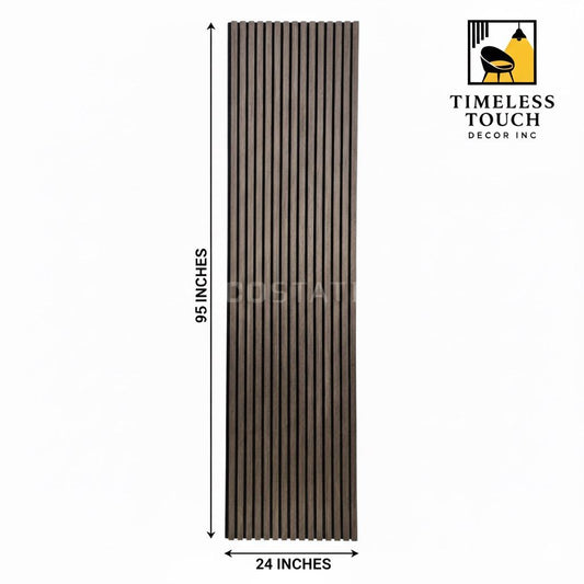 95" Faux Walnut Wood Grain Slat Wall Panel (Medium Brown / Acoustic Style)