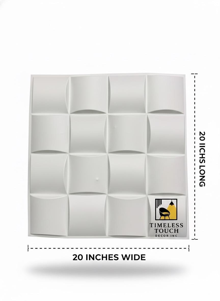 3D White Geometric Rib / Smooth Corner Wall Panel