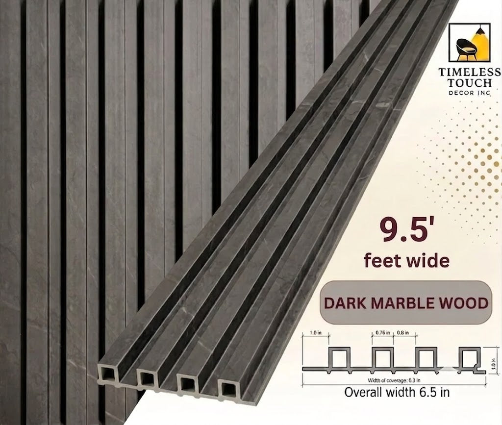 3D Fluted Wall Panel - Contemporary Gray Faux Wood Grain (Vertical Slats)