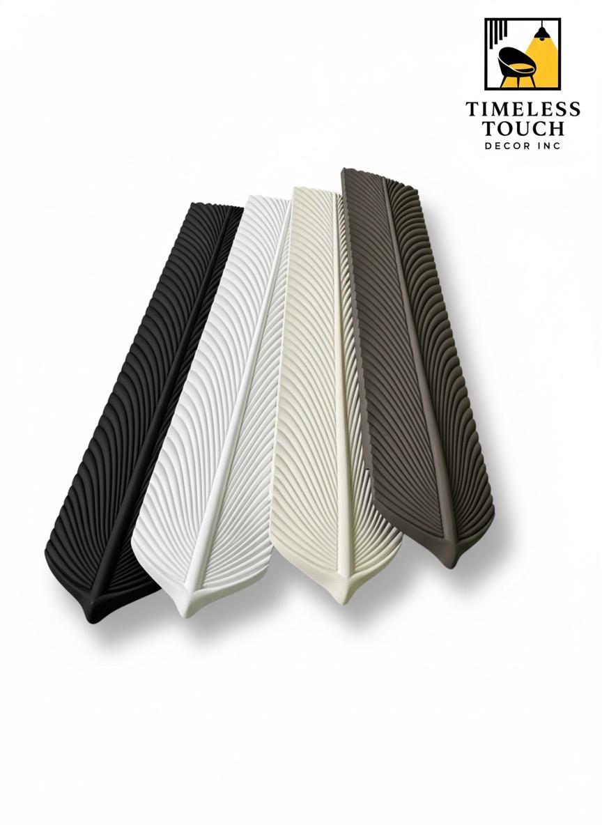 Glam Coastal Sand and Silver Ginkgo Leaf 3D Wall Art (HG-9588)