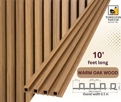 3D Fluted Wall Panel - Natural Teak Faux Wood Grain (Vertical Slats)