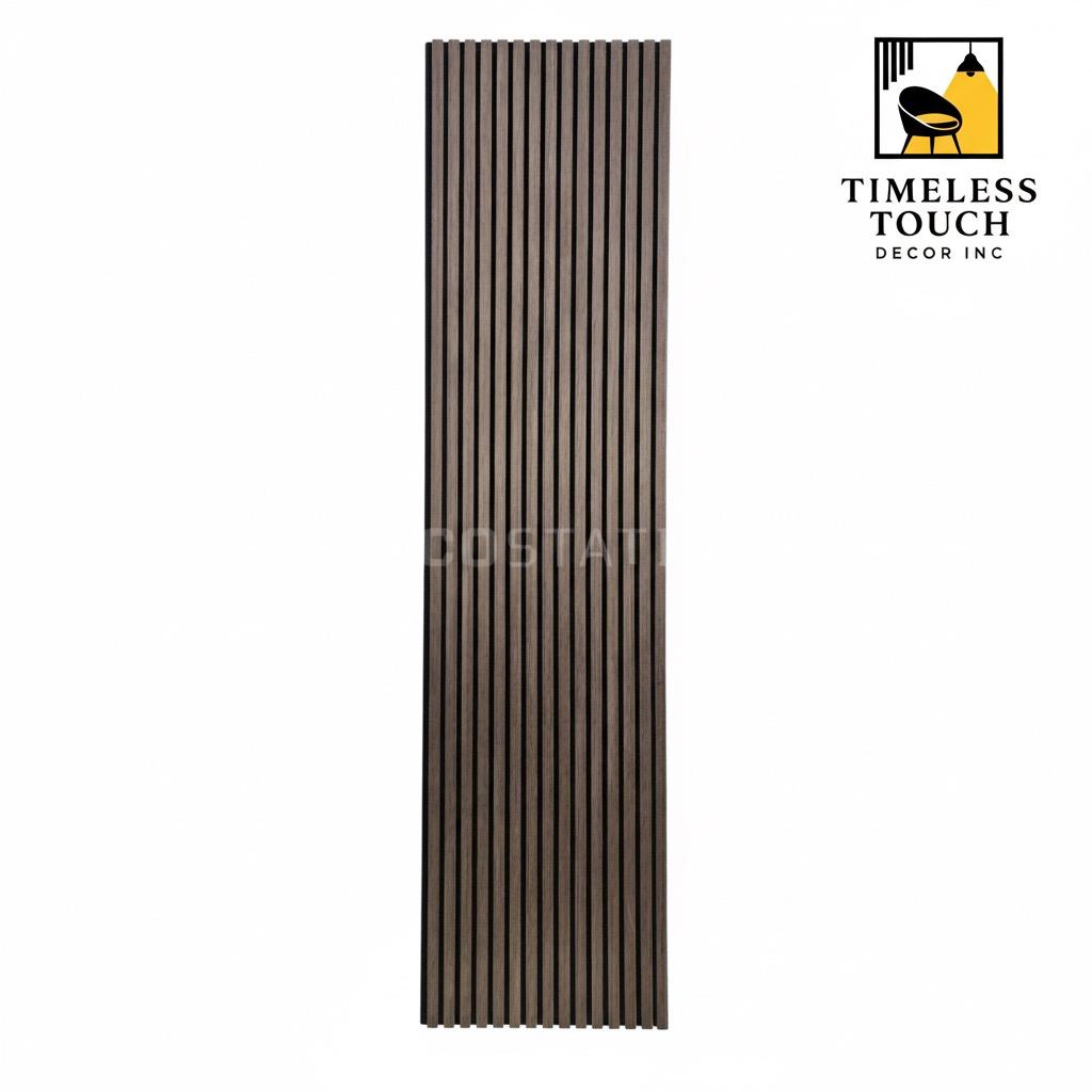 95" Faux Walnut Wood Grain Slat Wall Panel (Medium Brown / Acoustic Style)