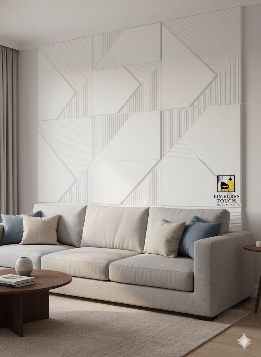 3D White Geometric Crystal Multi-Facet Wall Panel