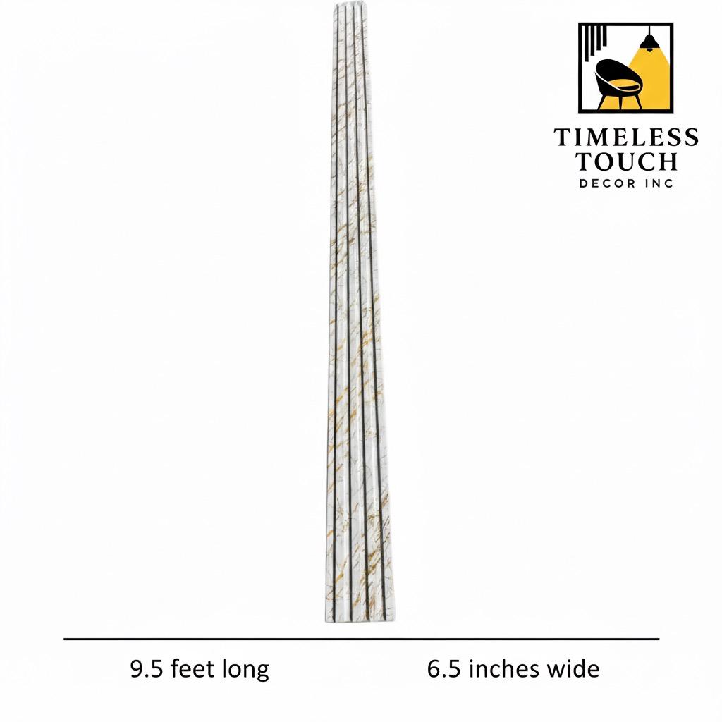 Luxury White Fluted Wall Panel with Metallic Gold Veining (Marble Effect)