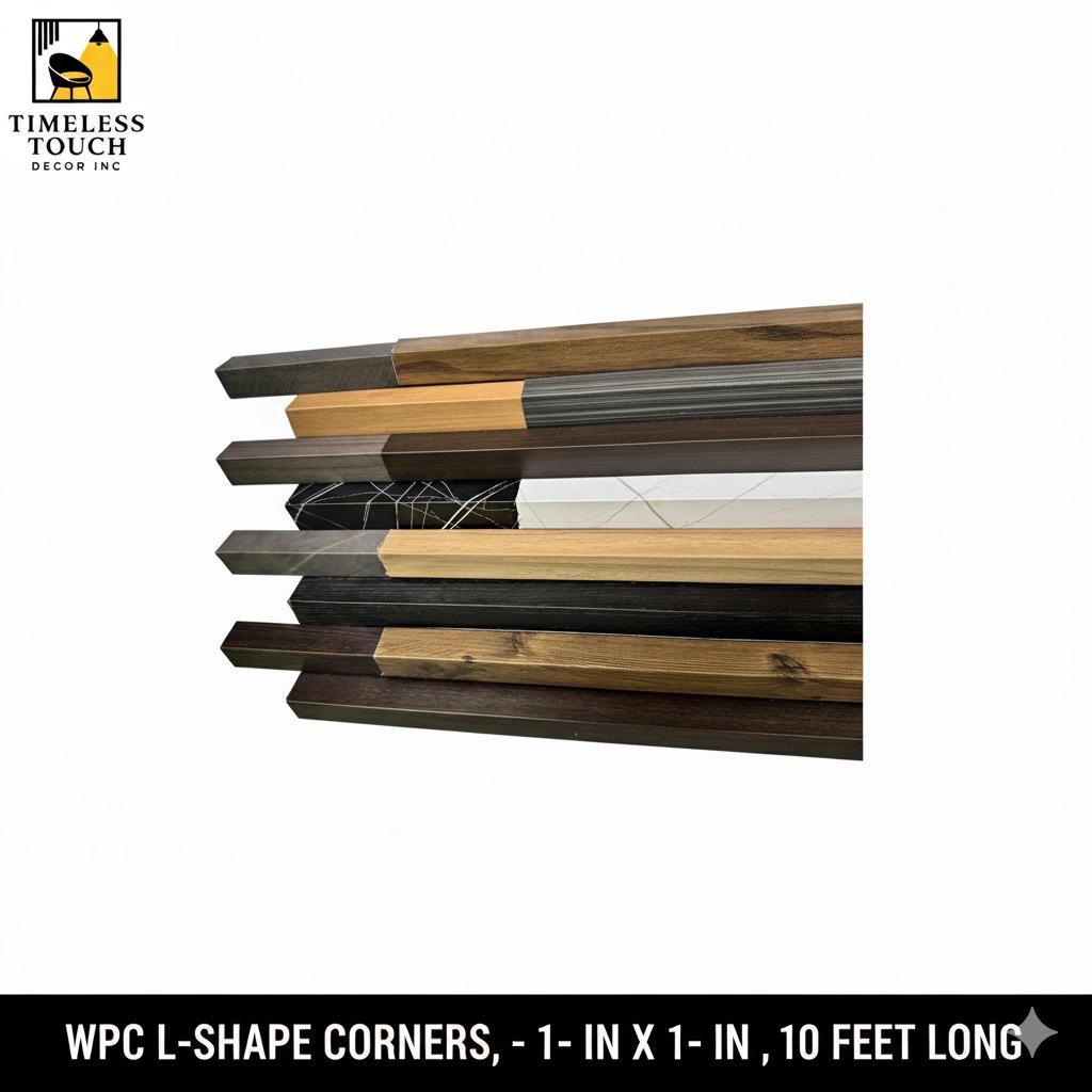 10 FT WPC L-Shape Outside Corner Trim (Wood Grain & Metallic Finishes)