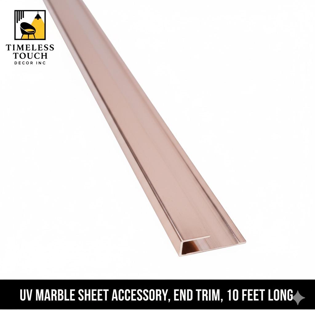 10 FT Metallic Rose Gold End Trim / J-Channel for Wall Panels (UV Marble Accessory)