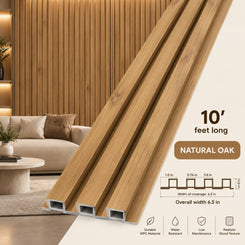 3D Fluted Wall Panel - Golden Oak Faux Wood Grain (Vertical Slats)