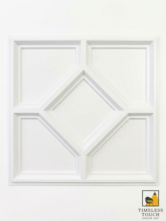 3D Geometric Ceiling Panel – 2×2 Feet (White)