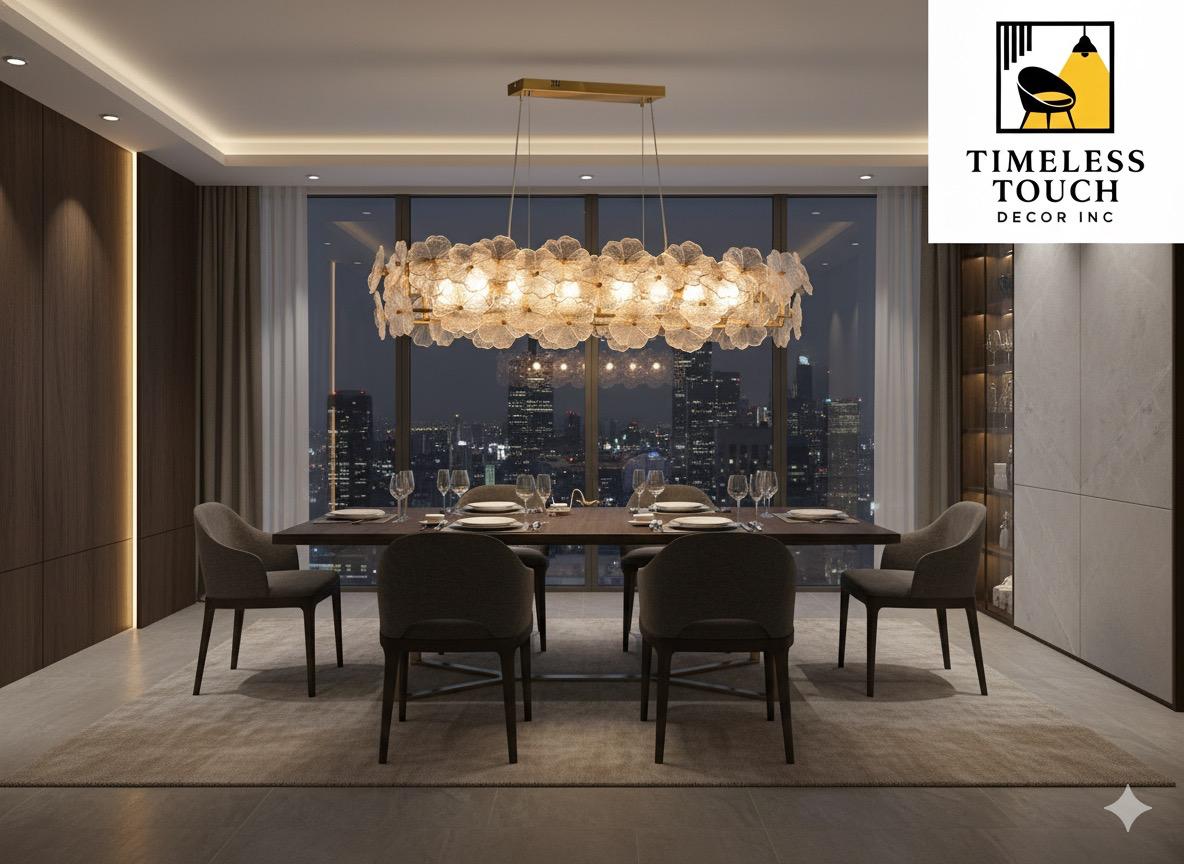 Luxury Rectangular LED Crystal Flower Chandelier (Modern Glam Dining/Living)