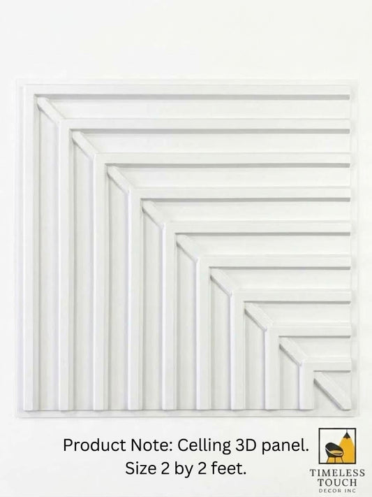 White Geometric 3D Ceiling Panel – 2×2 Feet