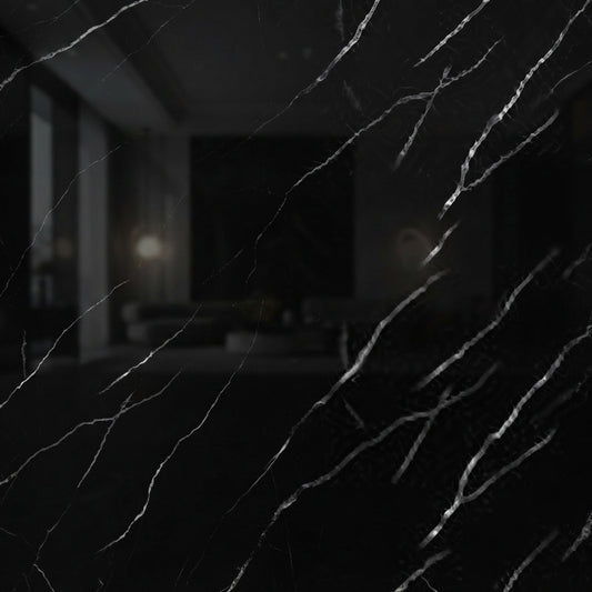 Nero Marquina Black & White UV Marble Sheet (9ft x 4ft)