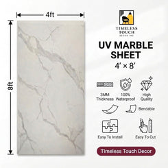 Carrara White UV Marble Sheet 4 x 8 fts