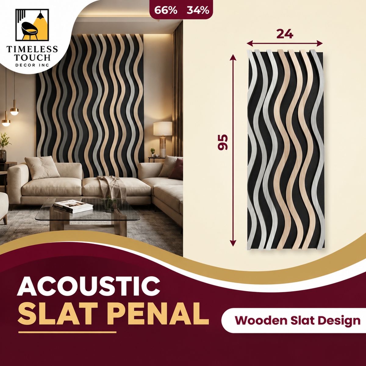 Modern Light Oak Fluted Wall Panel (Acoustic Slat Design)