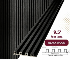 Black Wood WPC Fluted Wall Panel – 10 FT Decorative Waterproof Interior Wall Cladding