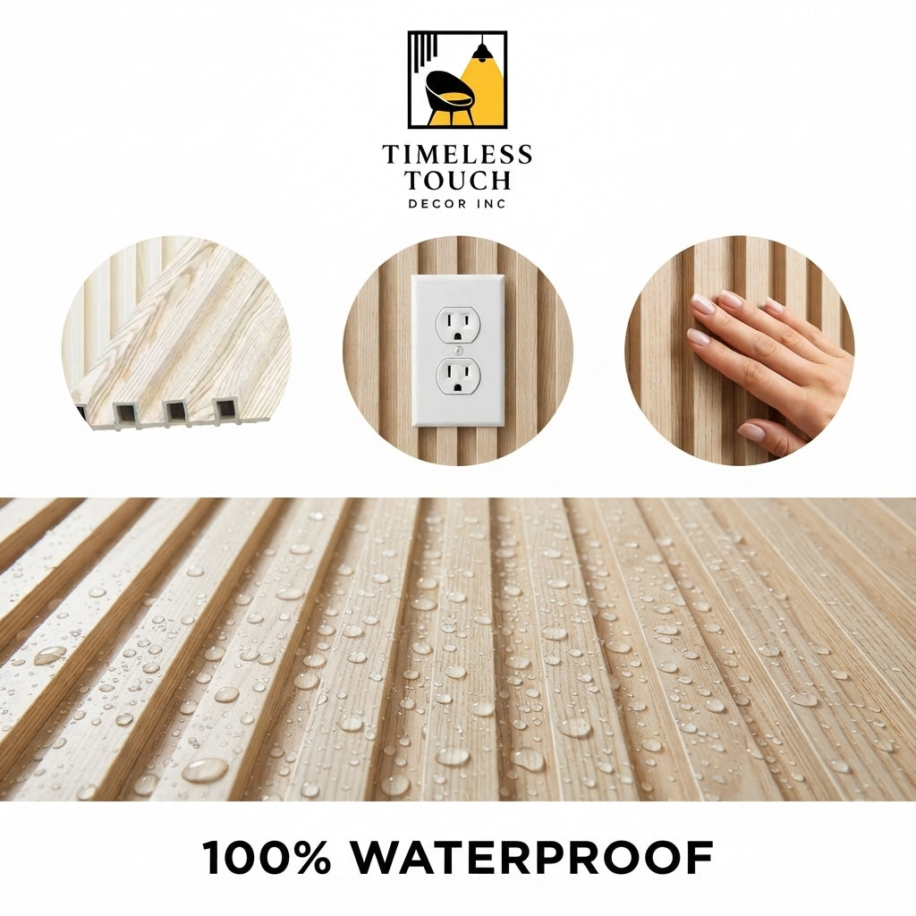 White Oak WPC Fluted Wall Panel – 9 FT Decorative Waterproof Interior Wall Cladding