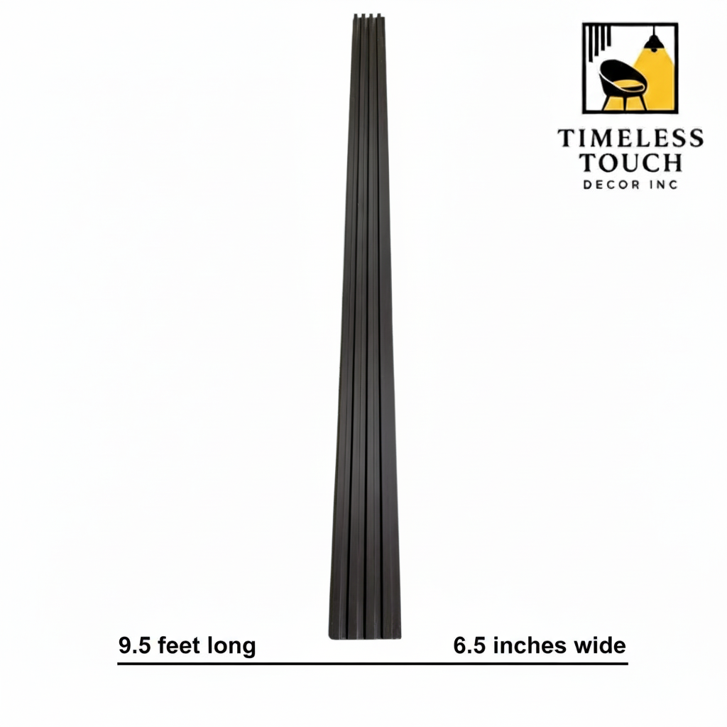 3D Fluted Wall Panel - Deep Charcoal Black Faux Wood Grain (Vertical Slats)