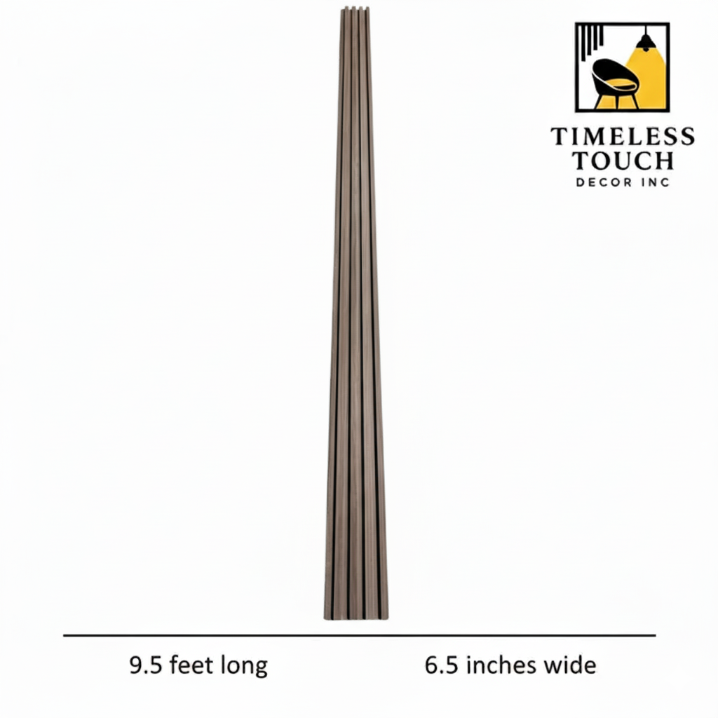 3D Fluted Wall Panel - Light Taupe Faux Wood Grain (Vertical Slats)