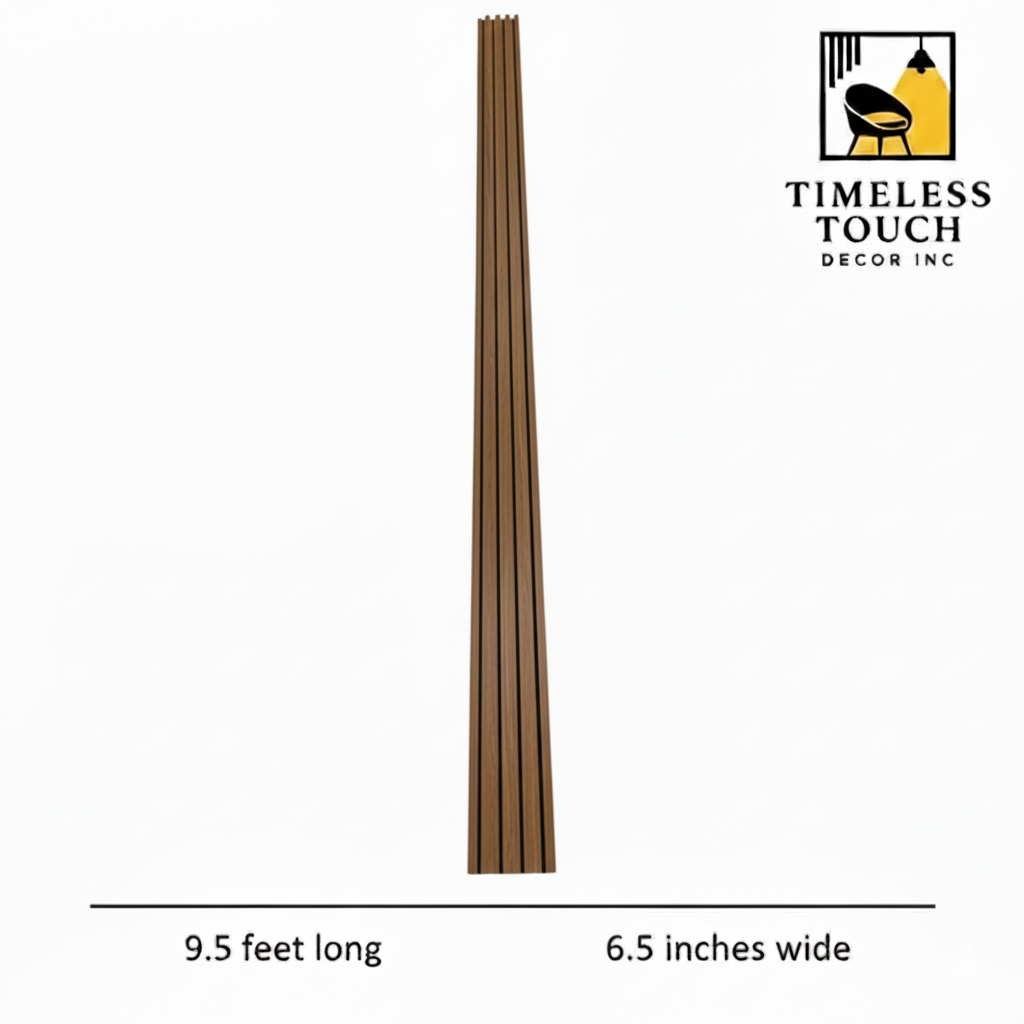 3D Fluted Wall Panel - Rustic Walnut Faux Wood Grain (Vertical Slats)