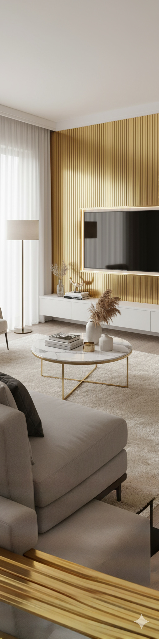 Luxury Polished Gold Fluted Wall Panel (High-Gloss Metallic Slat)