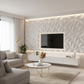 3D White Vertical Hourglass Sculpted Wall Panel (Flowing Organic Design)