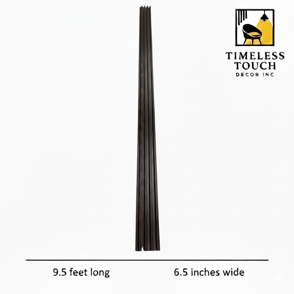 3D Fluted Wall Panel - Rich Espresso Faux Wood Grain (Vertical Slats)