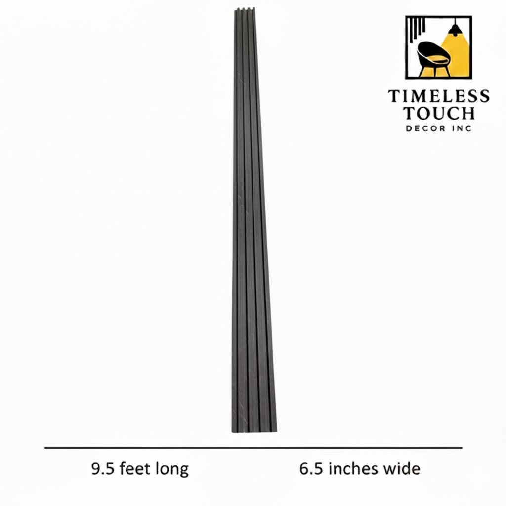 Modern Charcoal Fluted Wall Panel with Marble Veining (Vertical Slats)