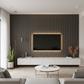 3D Fluted Wall Panel - Chevron Charcoal Faux Wood Slats