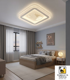 Modern Diamond LED Ceiling Light with Crystal Fluted Trim and Starburst Detail