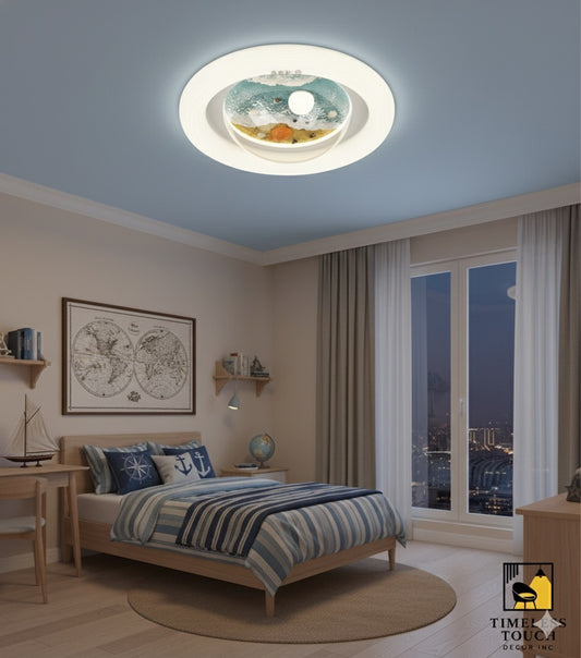 Modern Kids' Celestial LED Ceiling Light with Moon & Stars (Fluted Trim)