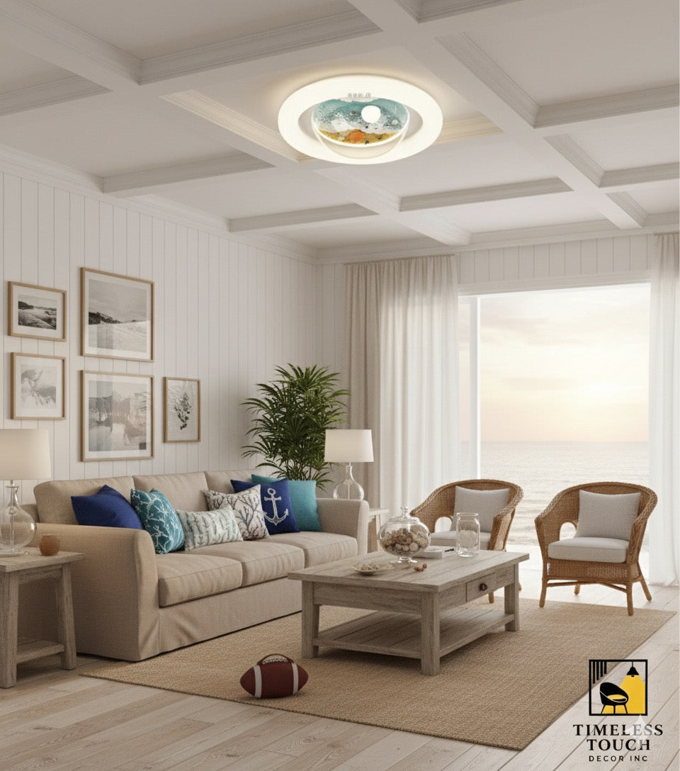 Modern Kids' Celestial LED Ceiling Light with Moon & Stars (Fluted Trim)