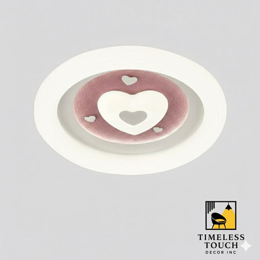 Luxury Round Crystal Flower LED Ceiling Light (Pink Center)