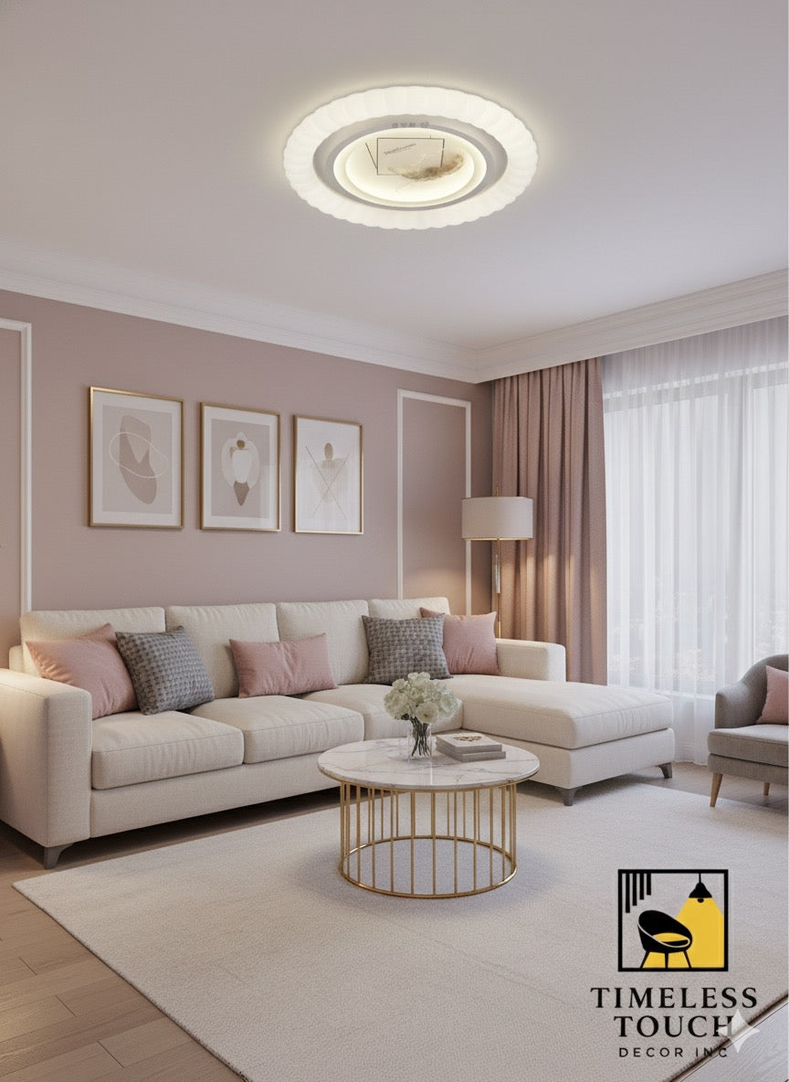 Kids' Heart-Themed LED Ceiling Light (Pink & White)