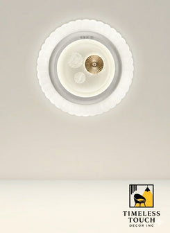 Modern Scalloped LED Ceiling Light with Crystal & Gold Detail