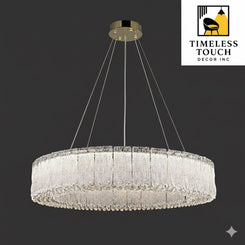 Luxury Round Crystal Flower LED Ceiling Light (Pink Center)