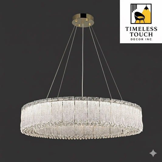 Luxury Round Crystal Flower LED Ceiling Light (Pink Center)