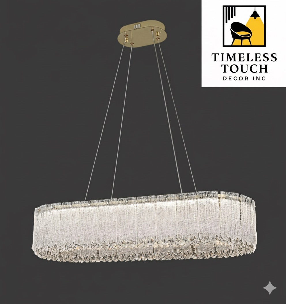 Luxury Oval Waterfall Crystal Chandelier (Gold Finish)