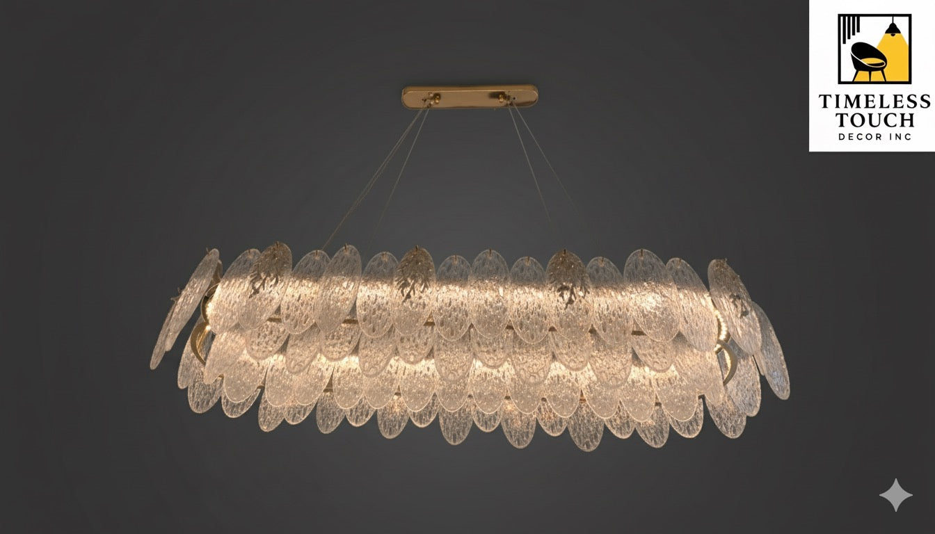 lLuxury Two-Tier Round Crystal Waterfall Chandelier (Gold Finish)