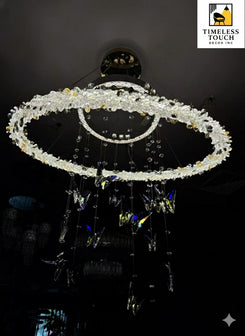 Luxury Two-Tier Crystal Flower Chandelier with Gold Accents