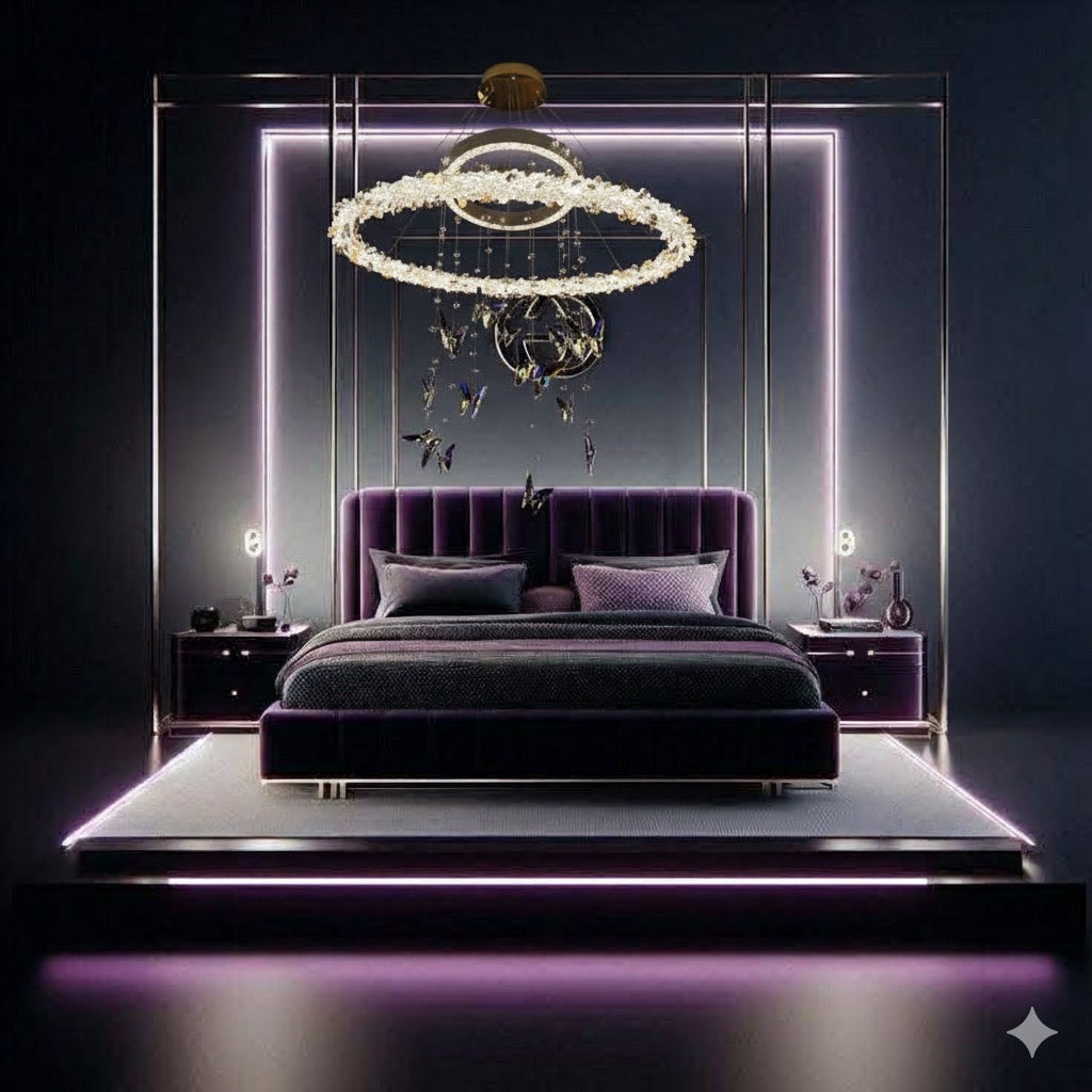 Luxury Two-Tier Crystal Flower Chandelier with Gold Accents