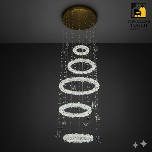 Luxury Crystal Butterfly Chandelier (Two-Tier Ring Design)