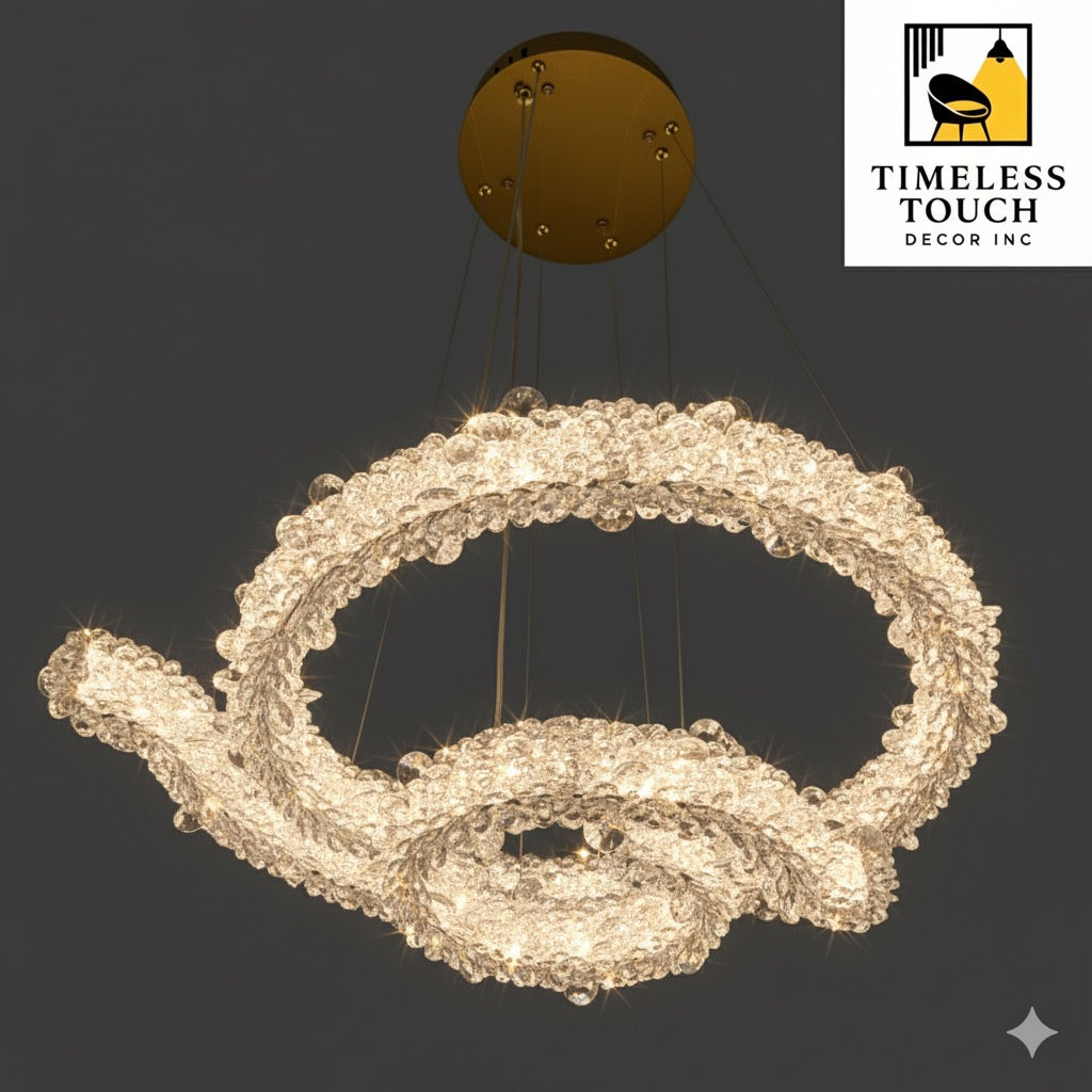 Luxury Two-Tier Crystal Flower Chandelier (Round Design)