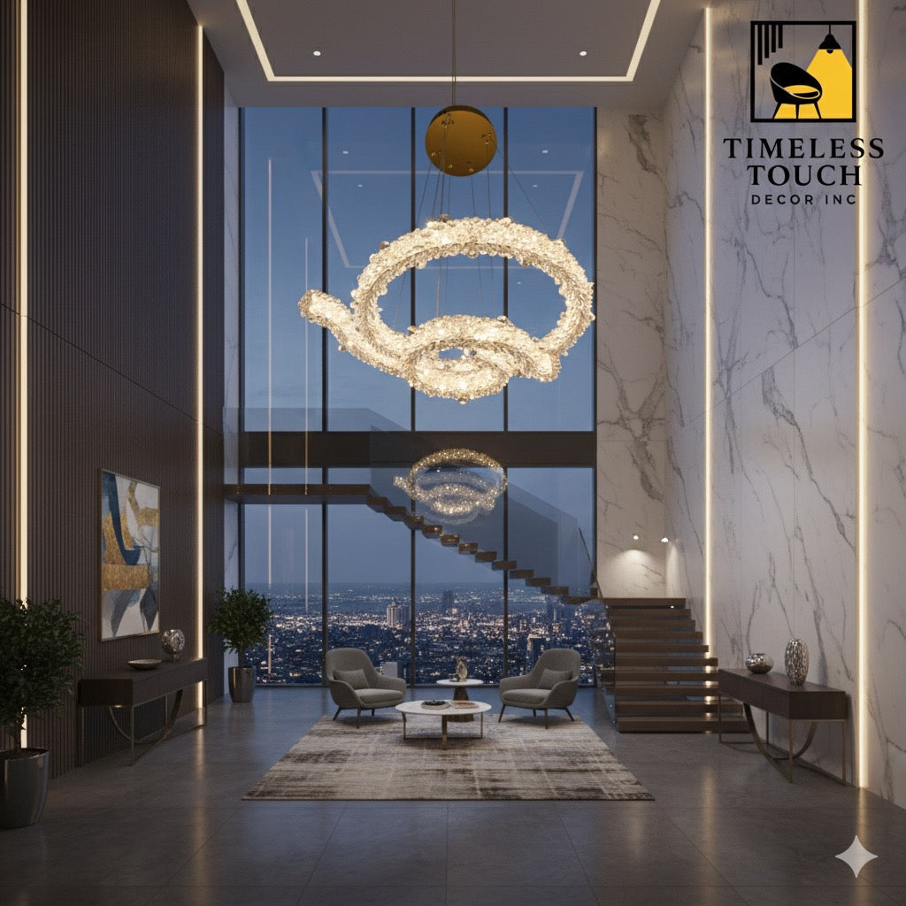 Luxury Two-Tier Crystal Flower Chandelier (Round Design)