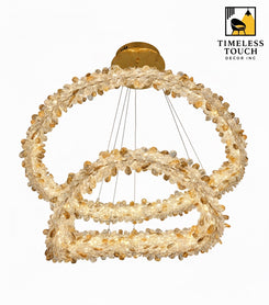 Luxury Interlocking Amber Crystal Ring Chandelier (Gold Finish)