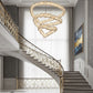 Luxury Three-Ring Abstract Crystal Waterfall Chandelier (Amber & Gold)